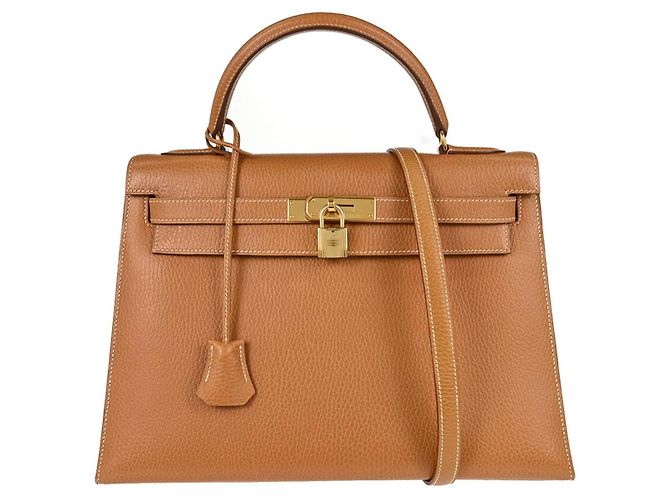 Hermès Hermes Kelly Brown Ardennes com Gold Hardware 32 Marrom