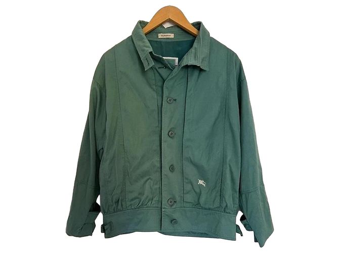 Chaqueta Burberry de algodón verde con logo ecuestre
