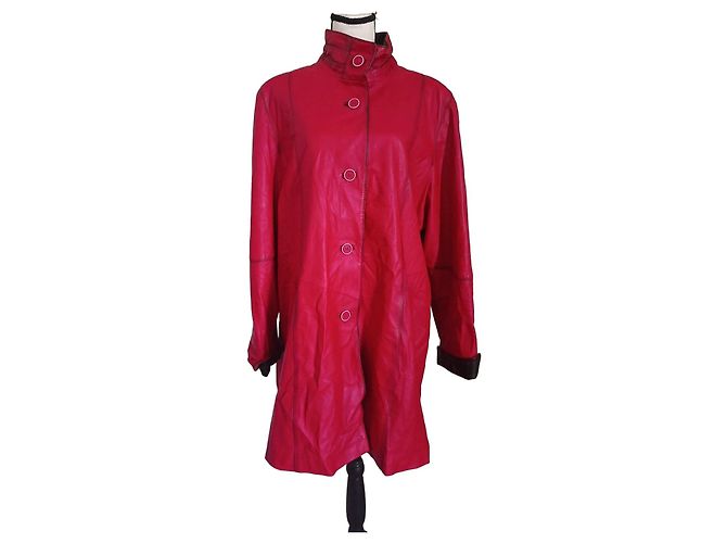 Autre Marque Vera Pelle Roter Ledermantel