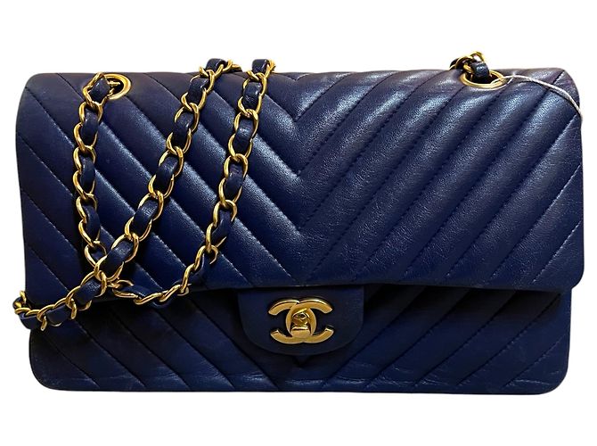 Bolsa Chanel Medium Classic Chevron Lambskin Double Flap 2015