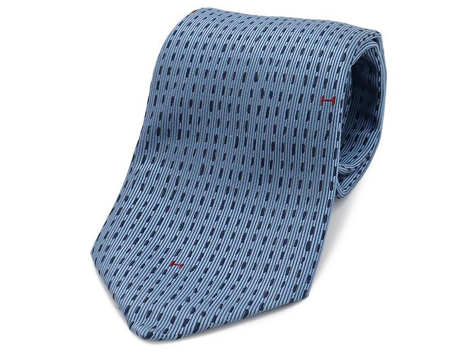 Cravate en soie Hermès 145cm Bleu
