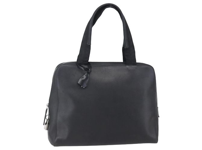 PRADA Bolsa de mão em couro preto prata