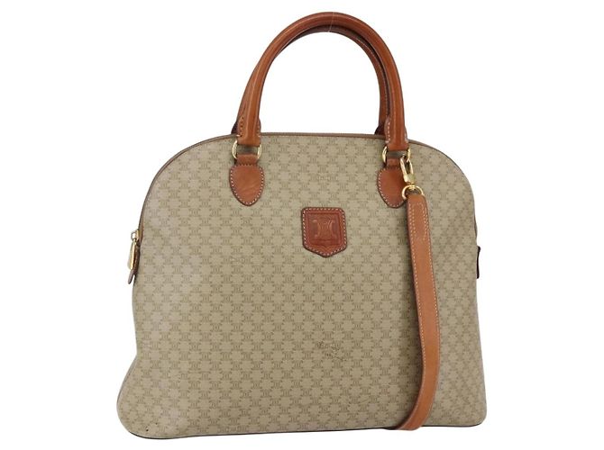 Céline CELINE Macadam Canvas Hand Bag PVC 2way Beige Gold