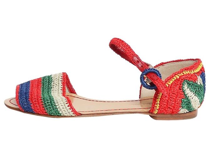 Dolce & Gabbana Multi-coloured raffia sandals - size EU 37 Multiple colors