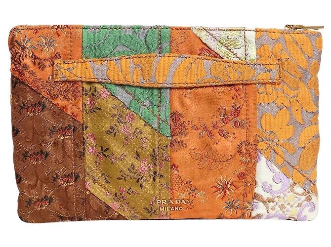 Prada Clutch in patchwork di broccato Multicolore