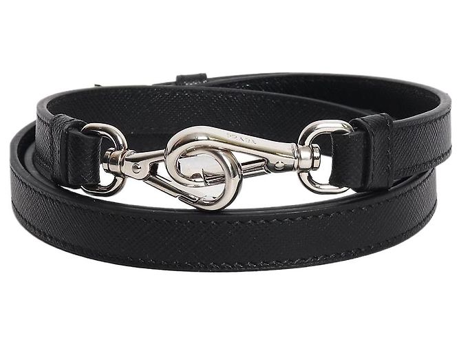 Prada Tracolla per borsa in pelle saffiano nera Nero