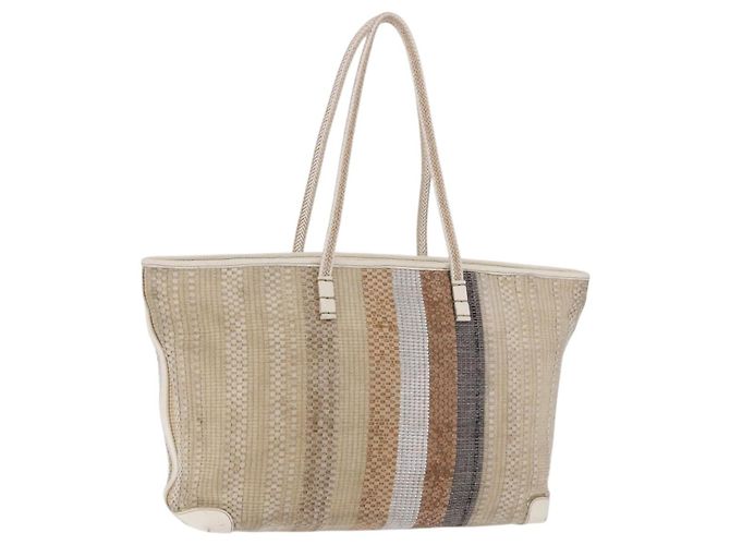 FENDI Tote Bag Canvas Beige Gold