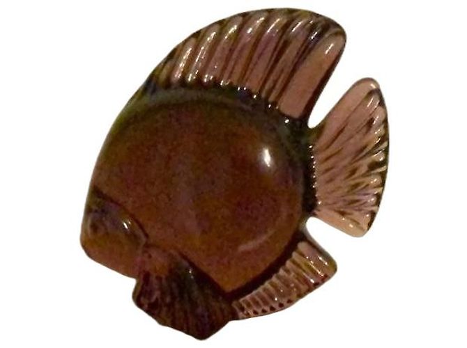 Autre Marque Daum Figurine Poisson en Cristal - Prune Marron