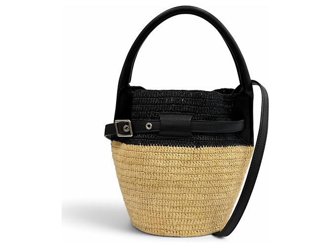 Big Bag Céline Borsa a tracolla Celine in rafia e pelle Nero