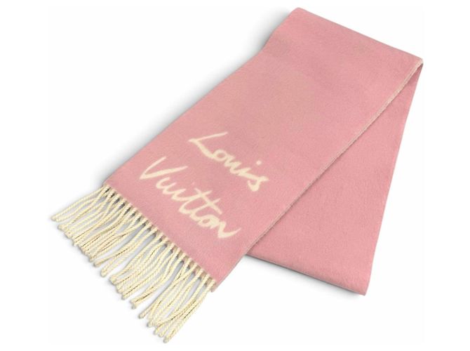 Estola Louis Vuitton em lã e alpaca rosa e branca Branco