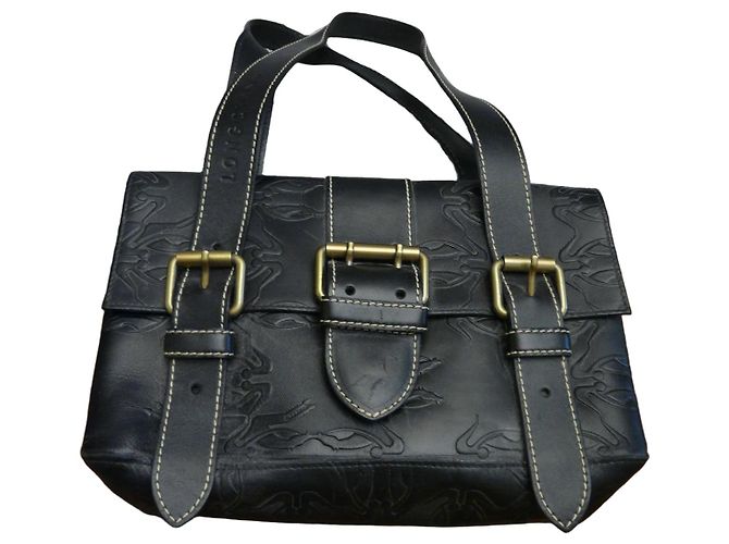 Sac à main Longchamp Steppe en cuir noir embossé