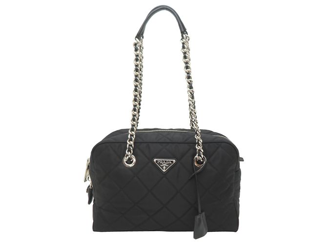 Prada Quilted Chain Tote Bag Black