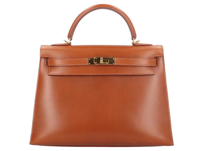 Hermès Bolso Hermes Kelly 32 Castaño Blanco