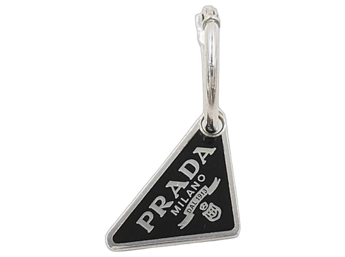 Brincos de pino Prada Triangle Design Preto Prata