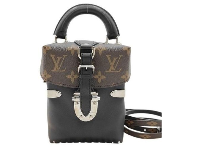 Louis Vuitton Monogram Leder-Schultertasche Braun Schwarz