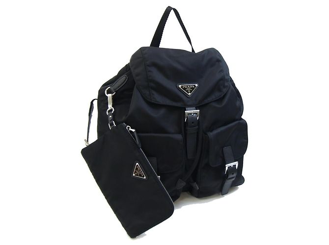 Sac à dos Prada en nylon et cuir Noir