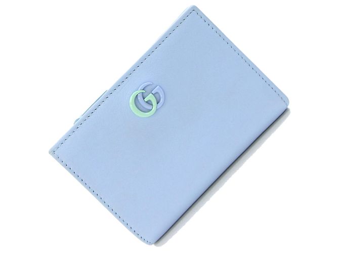 Marmont Gucci Bi-fold Geldbörse aus hellblauem und grünem Leder Hellgrün
