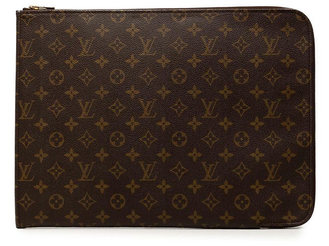 Louis Vuitton Brown Monogram Poche Documents Portfolio Marrom