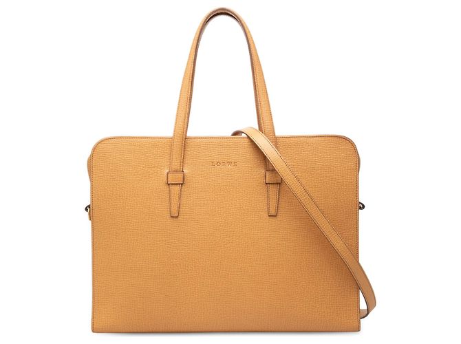 Mala de negócios LOEWE em couro texturizado castanho Marrom Caramelo