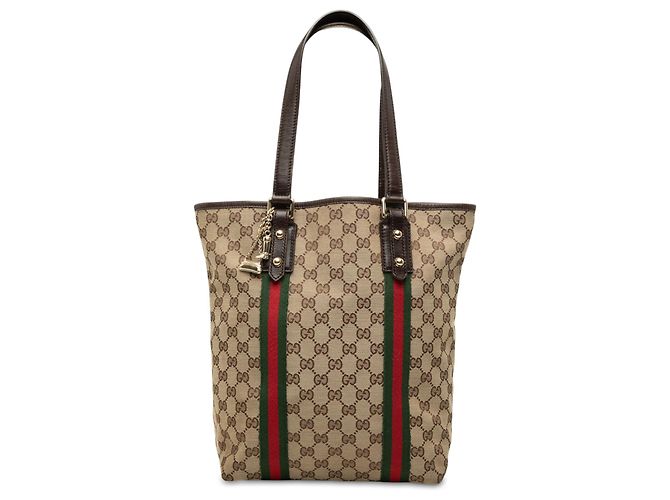 Gucci Beige GG Canvas Web Jolicoeur Tote