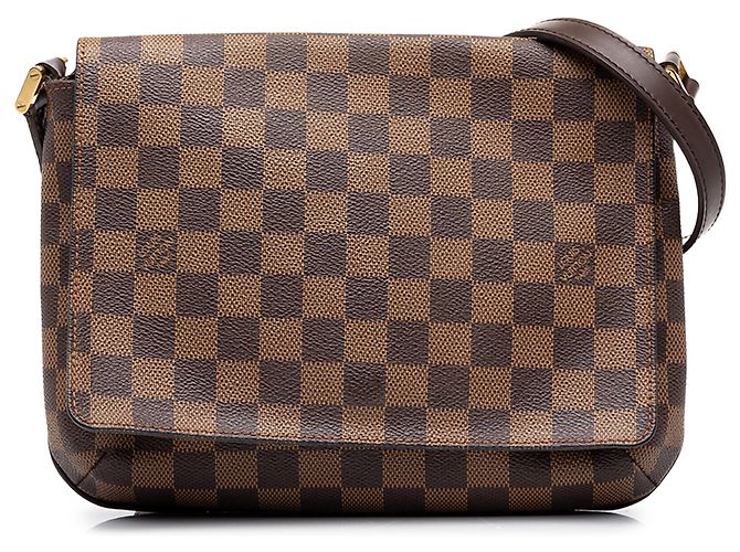 Louis Vuitton Brown Damier Ebene Musette Tango Long Strap Marrone