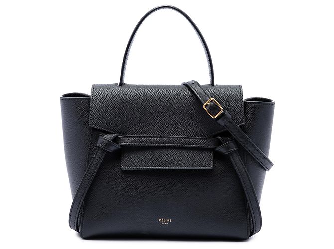 Belt Bag Céline Bolso Cinturón Celine Nano de Piel de Ternera Granulada Negro