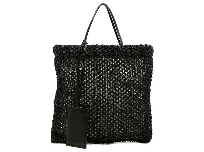 The Row Mini Raffia Barn Tote Schwarz