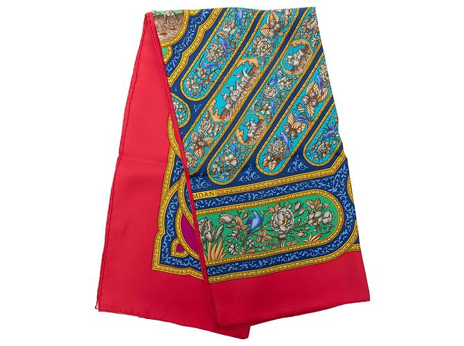 Hermès Blue Qalamdan Seidentuch 90 Blau
