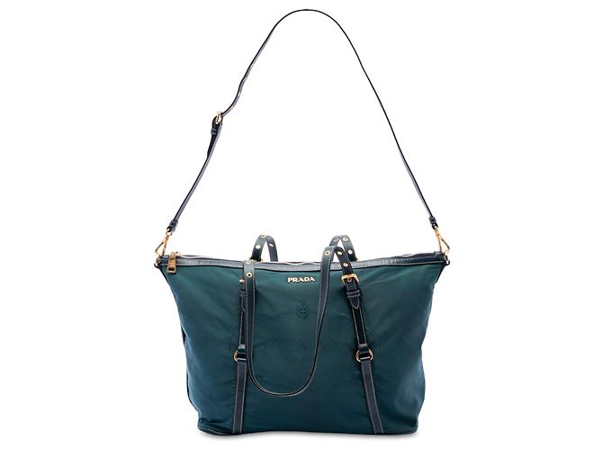 Bolsa Satchel Prada em Tessuto com acabamento em Saffiano verde Verde escuro