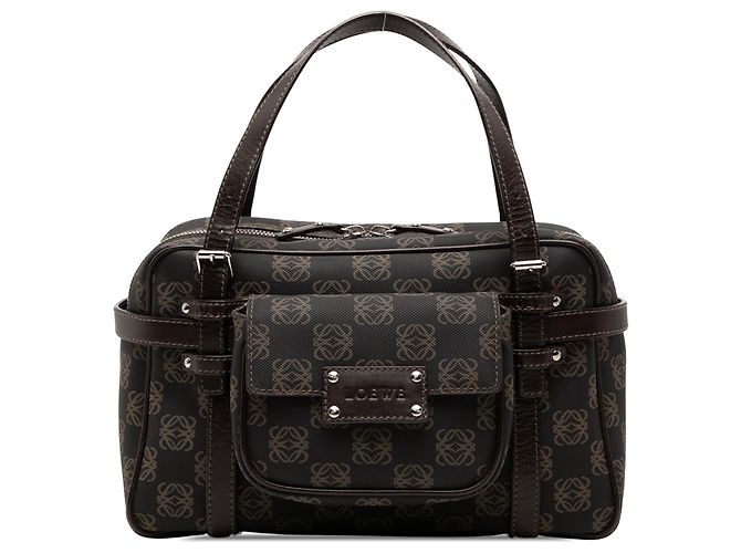 Sac à main LOEWE en toile enduite Anagram marron Marron foncé
