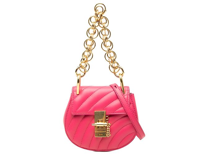Bolsa Chloé Drew Bijou Nano em couro acolchoado rosa