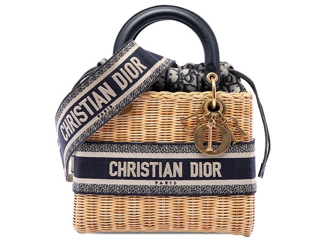 Dior Brown Medium Wicker Oblique Lady Dior Castaño Marrón claro