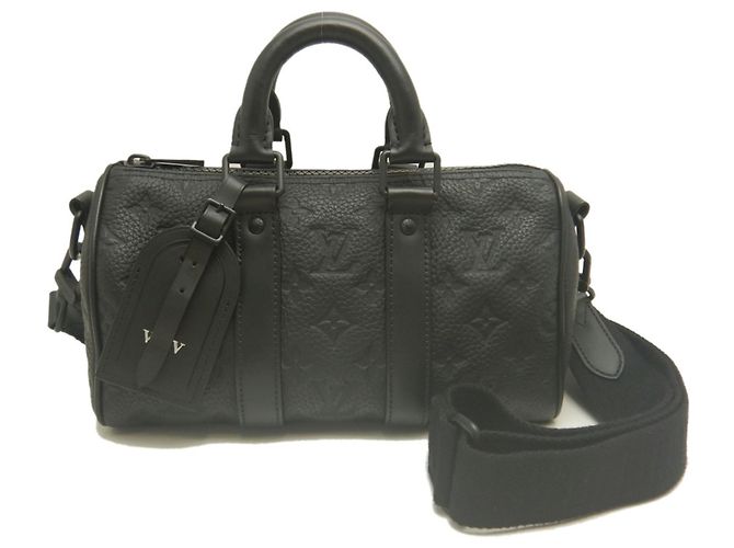 Sac à main Louis Vuitton Monogram Taurillon Keepall Bandoulière 25 Noir