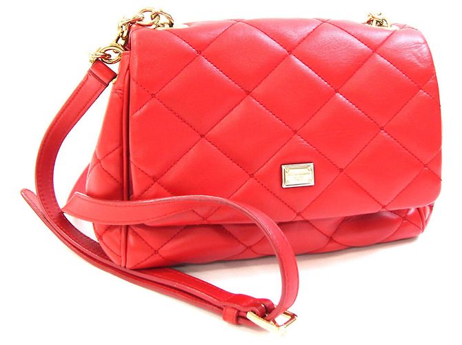Bolsa de ombro Dolce & Gabbana em couro vermelho