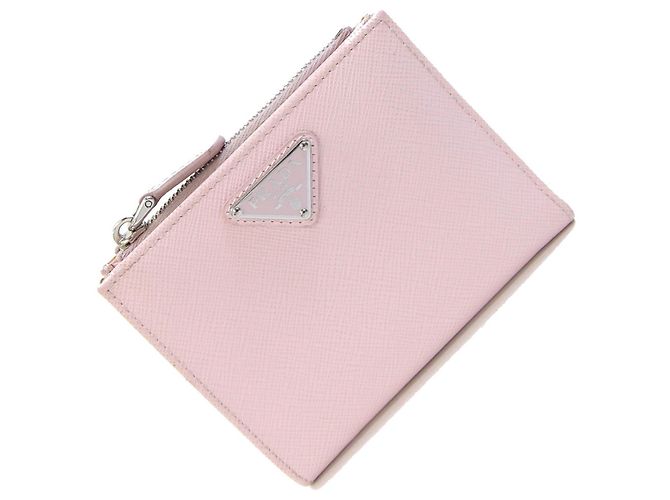 Prada Bi-Fold Portemonnaie aus Leder in Hellrosa Pink