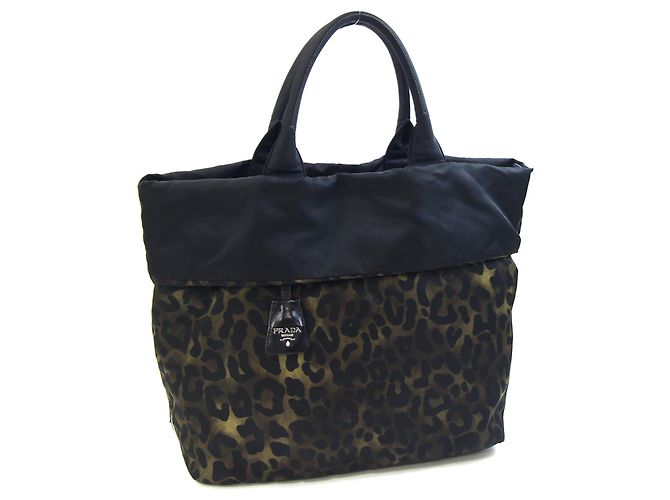 Prada Wendbare Tote Bag Schwarz Khaki