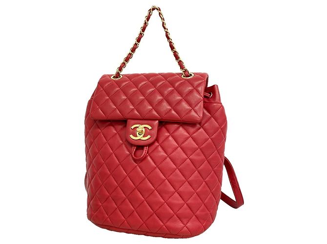 Mochila Chanel Matelassé de piel de cordero Roja