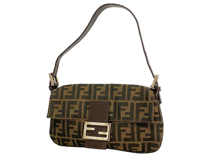 Borsa a secchiello Fendi Zucca Mamma in nylon e canvas Marrone