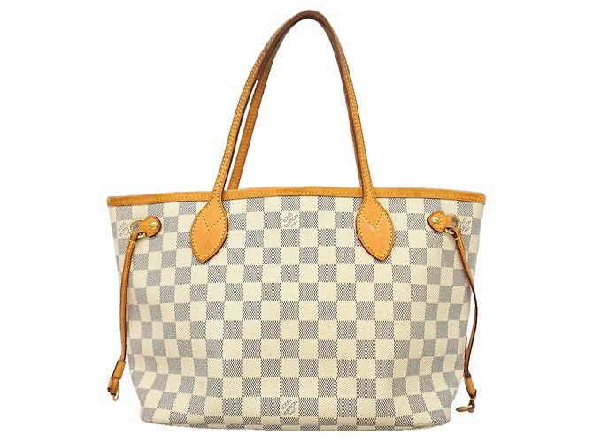 Louis Vuitton Damier Azur Neverfull PM Tote Bag Weiß
