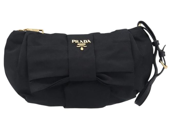 Cartera de muñeca Prada Bow Tessuto Small Negro