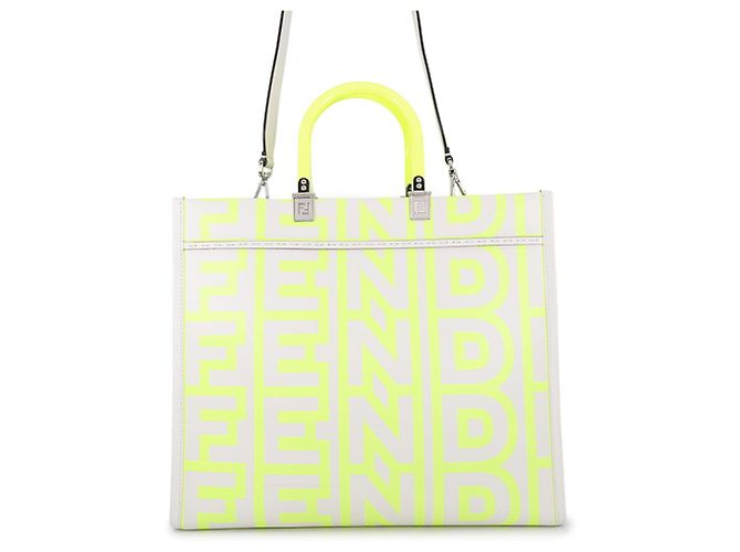 Saco Tote Fendi Sunshine Medium Branco Amarelo