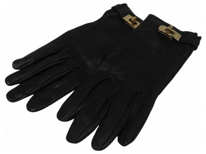 Hermès Luvas de couro Hermes Kelly Preto