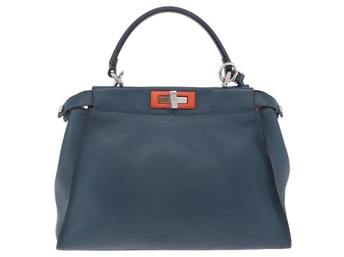 Fendi Peekaboo Mini in pelle con volant Blu