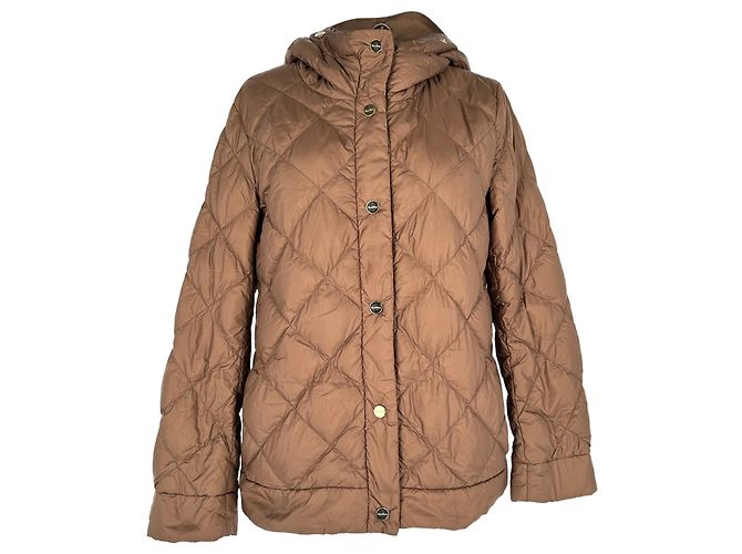 Max Mara The Cube Reversible Down Jacket in Brown Polyamide Red