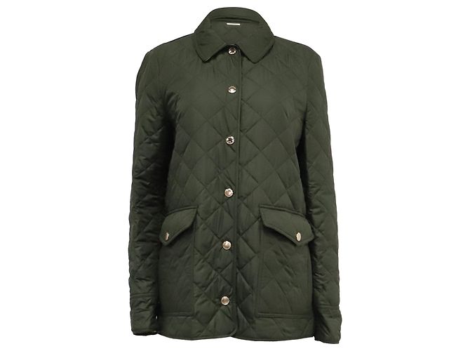 Burberry Quilted Jacket in Green Polyester Olive green