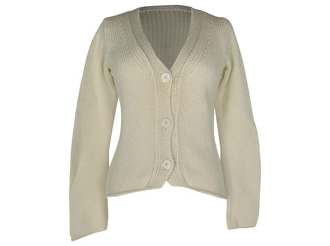 Jil Sander Strickcardigan mit Knöpfen aus weißer Wolle Roh