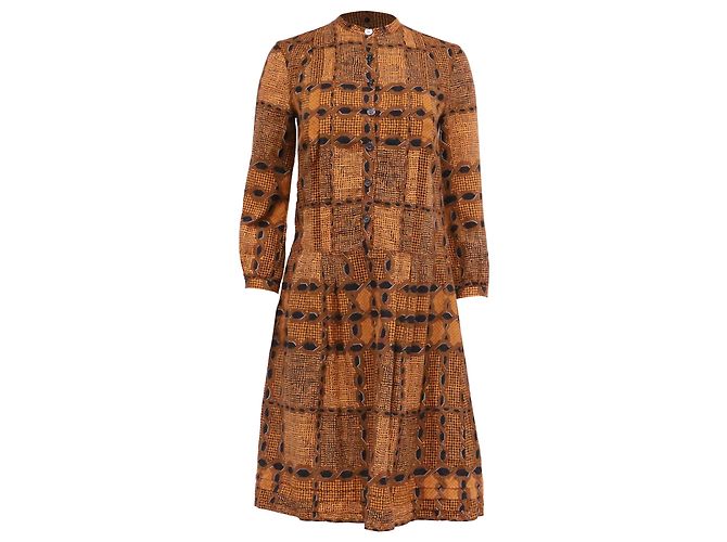 Abito camicia midi stampato Burberry Brit Irenie in cotone marrone