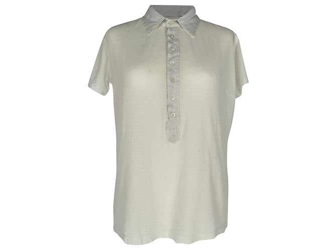 Polo de manga curta Dries Van Noten em algodão marfim Branco Cru