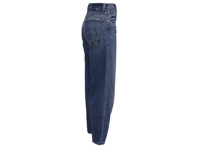 Mother Barrel Jeans aus blauer Baumwolle Python drucken