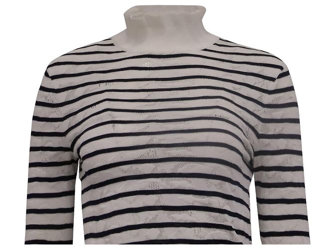 Top de manga larga de punto a rayas Chloé en algodón blanco Impresión de pitón